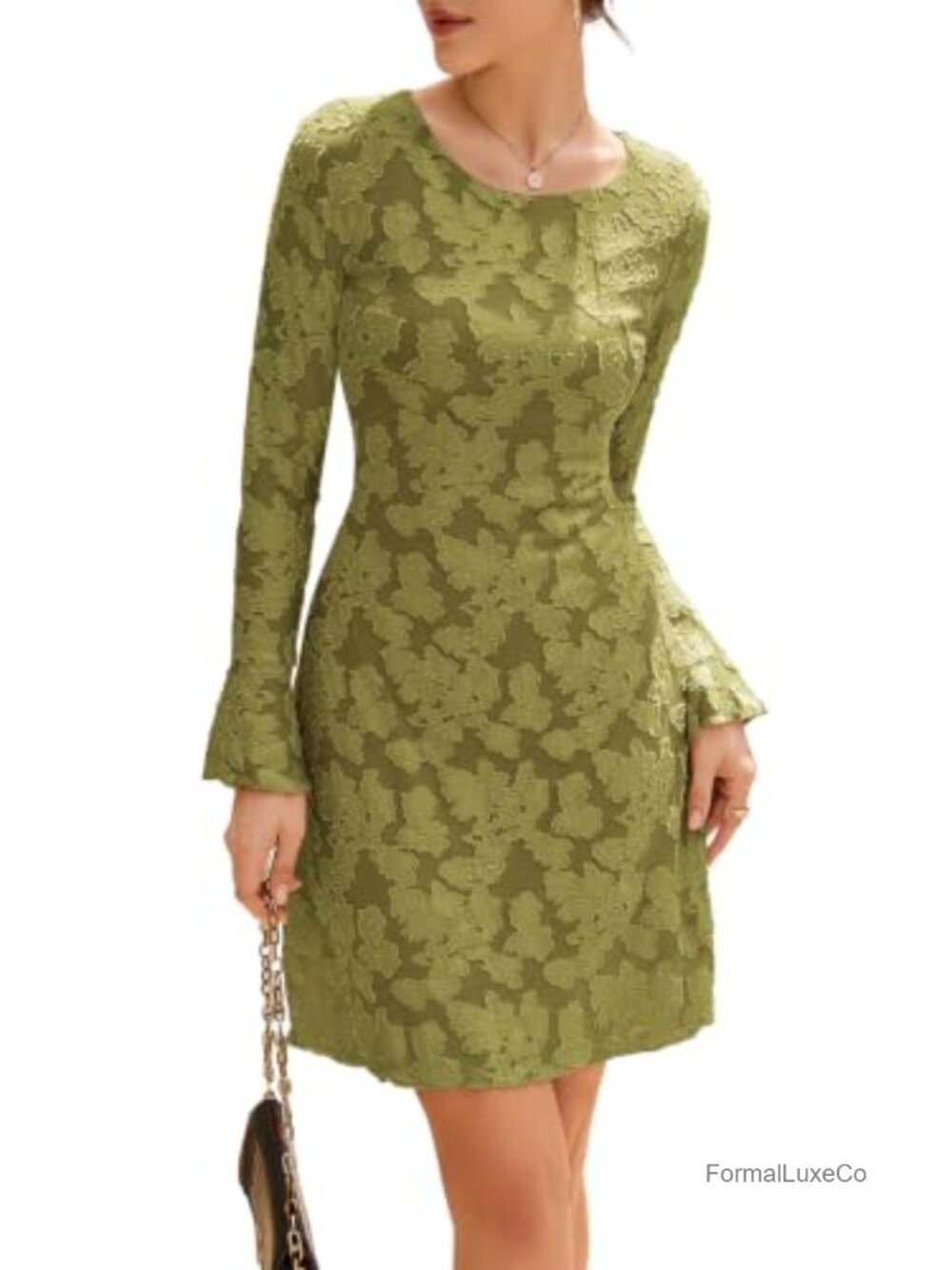 Women's Floral Jacquard Mesh Bodycon Mini Dress
